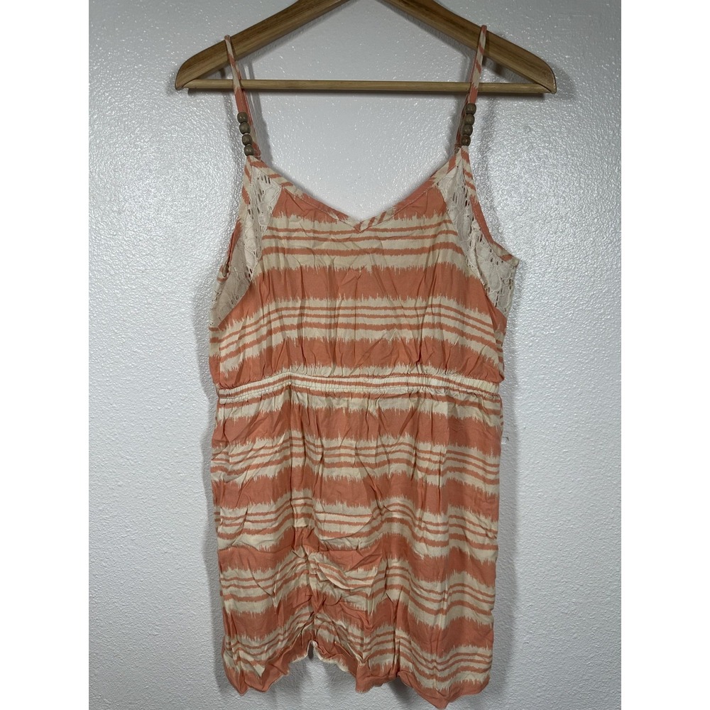 Free People Dress Womens Medium Boho Tie Dye Lace Ruched Beaded Straps Summer